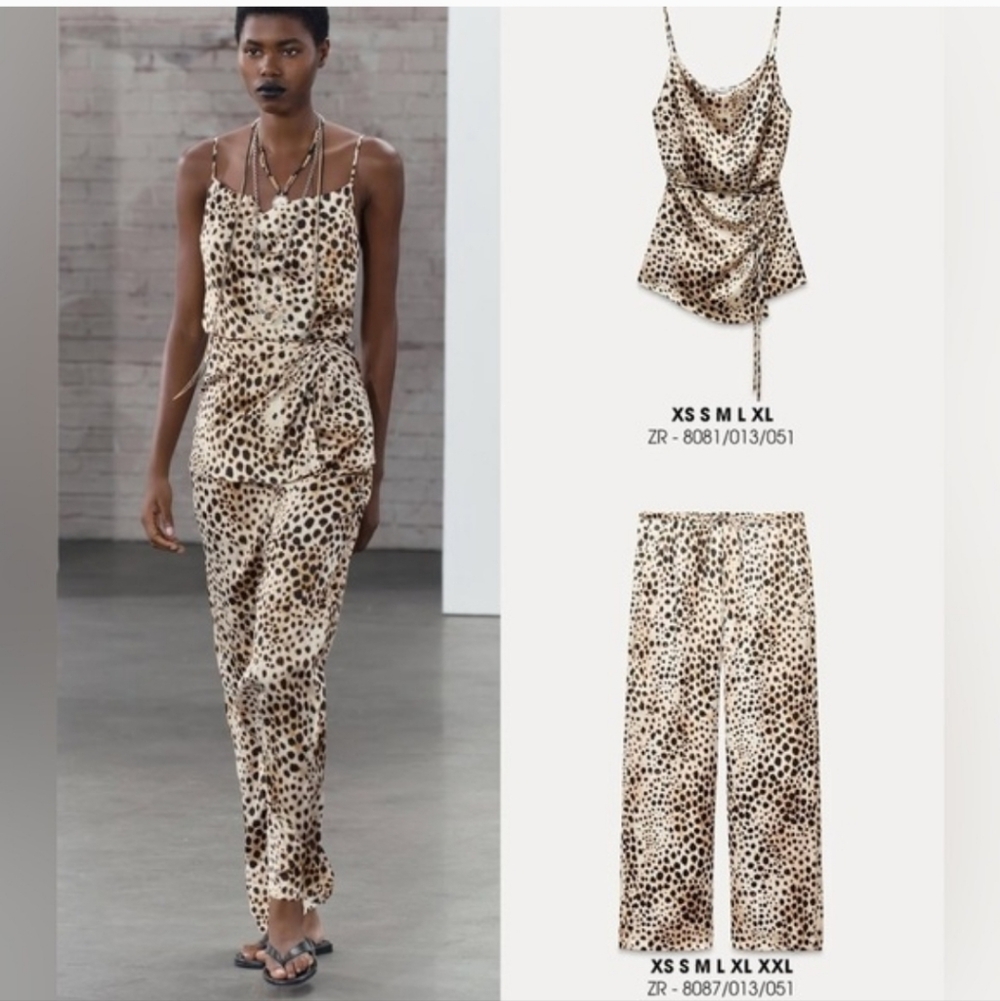 Zara Leopard Print Flare Pants New